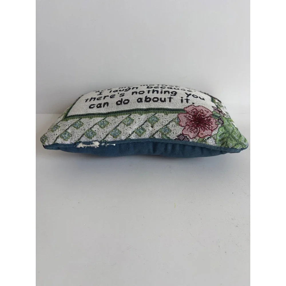 Vintage Style Woven Tapestry Funny Mother Quote Mini Throw Pillow Floral 12x8